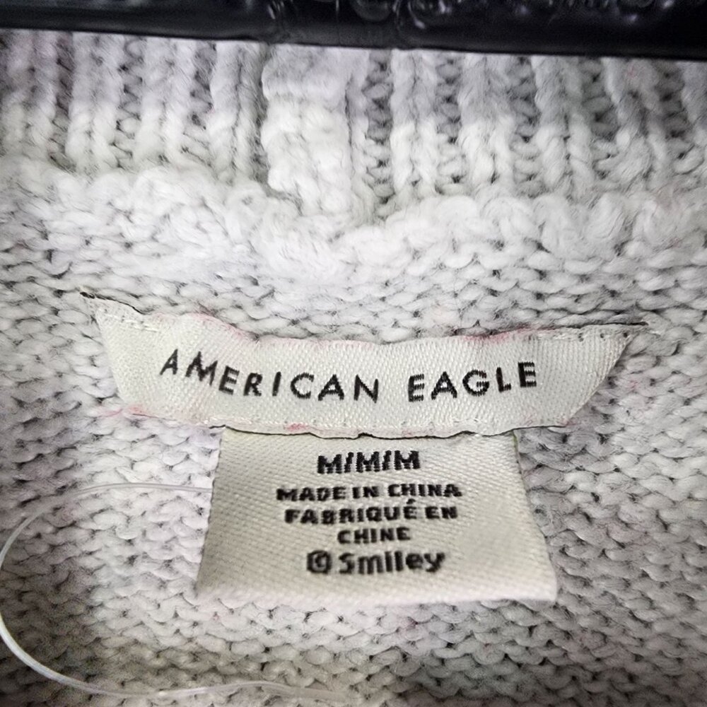 Womens White Red American Eagle Knit Sweater Retro Mock Neck Long Sleeve Size M - Picture 7 of 12